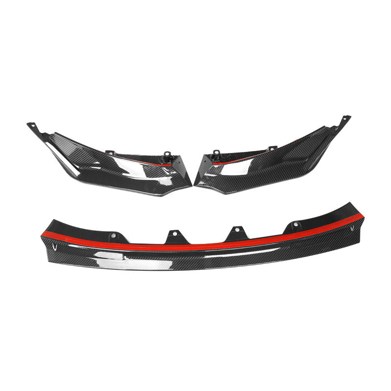 BMW M3 G80 G81 / M4 G82 G83 Lip Anteriore Stile V in Carbonio Prepreg Nero Lucido di OPTIC (2021+)