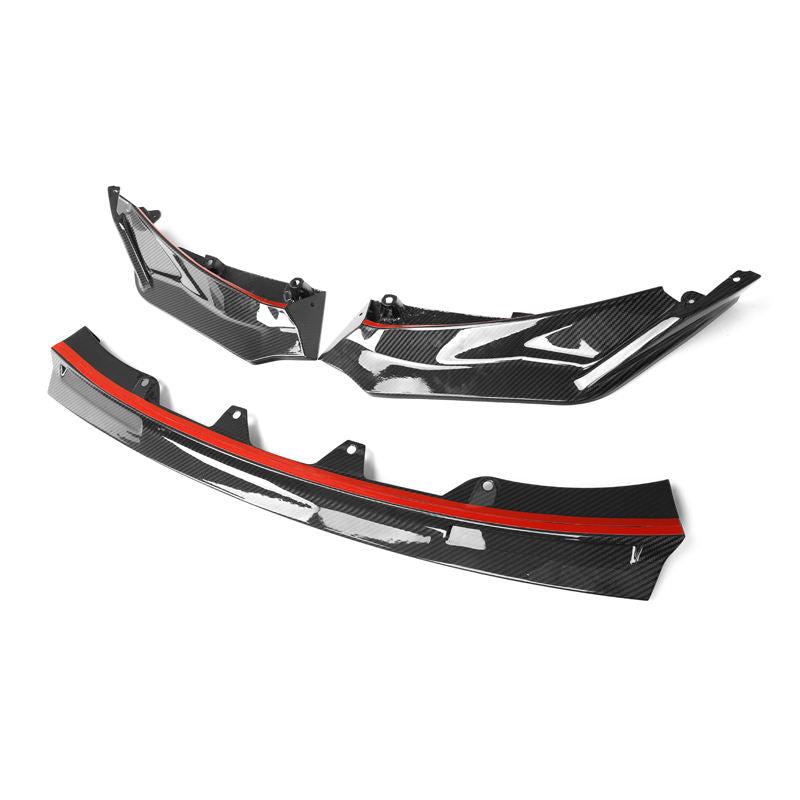 BMW M3 G80 G81 / M4 G82 G83 Lip Anteriore Stile V in Carbonio Prepreg Nero Lucido di OPTIC (2021+)