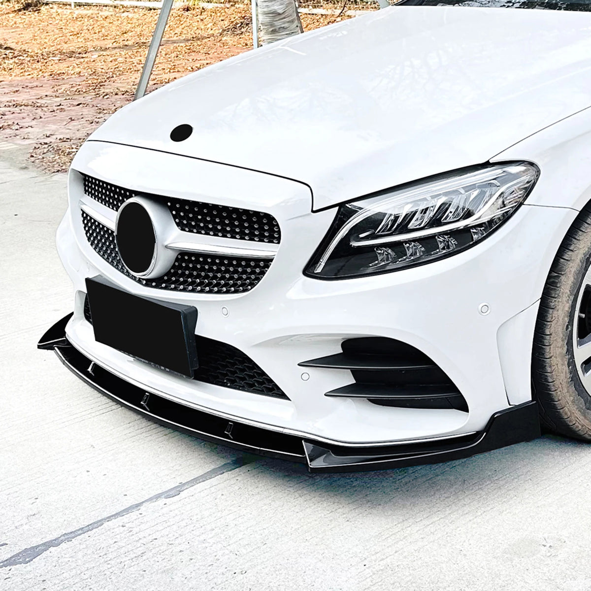 Mercedes Classe C W205 Facelift Stile AMG Nero Lucido Lip Anteriore (2019-2021)