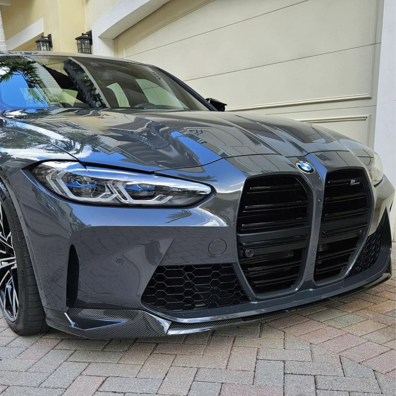 BMW M3 G80 G81 / M4 G82 G83 Lip Anteriore Stile M Performance in Prepreg Carbonio Nero Lucido di OPTIC (2021+)