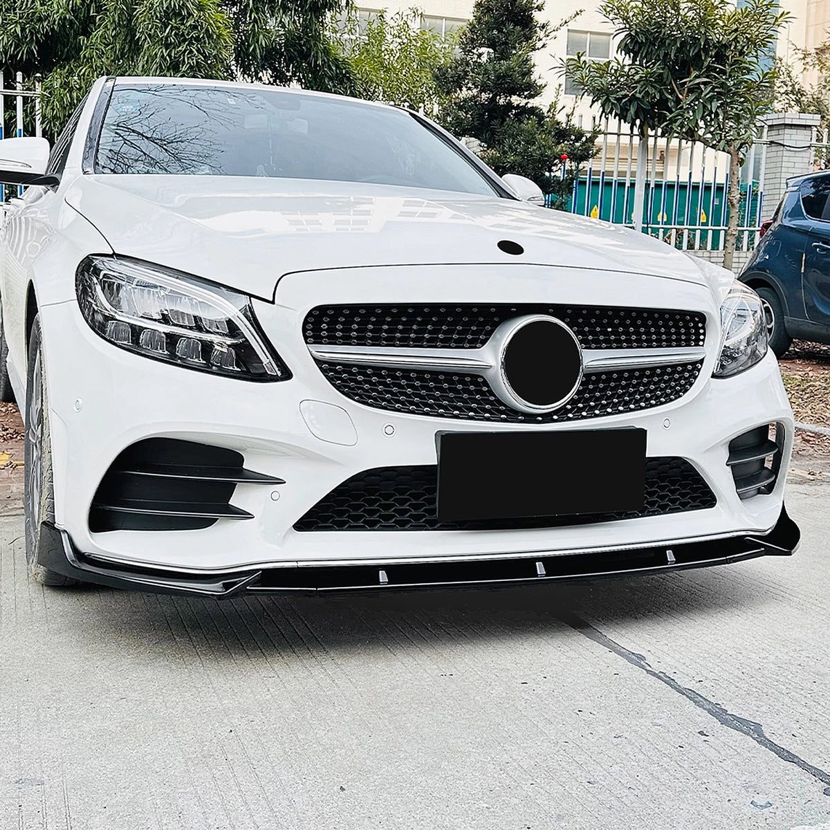 Mercedes Classe C W205 Facelift Stile AMG Nero Lucido Lip Anteriore (2019-2021)