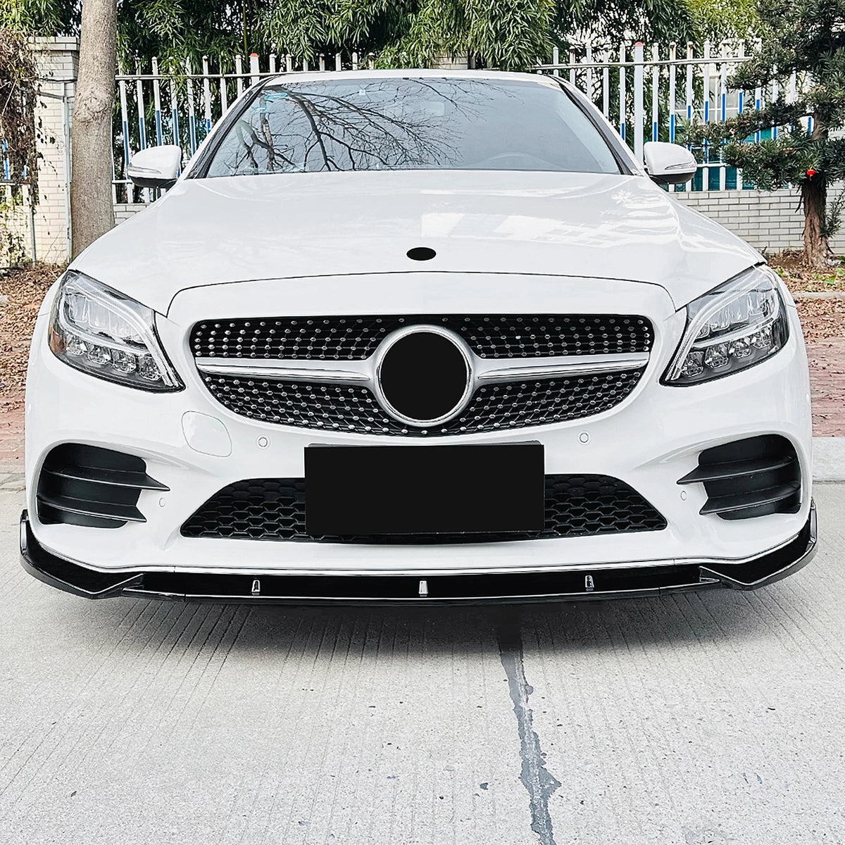 Mercedes Classe C W205 Facelift Stile AMG Nero Lucido Lip Anteriore (2019-2021)